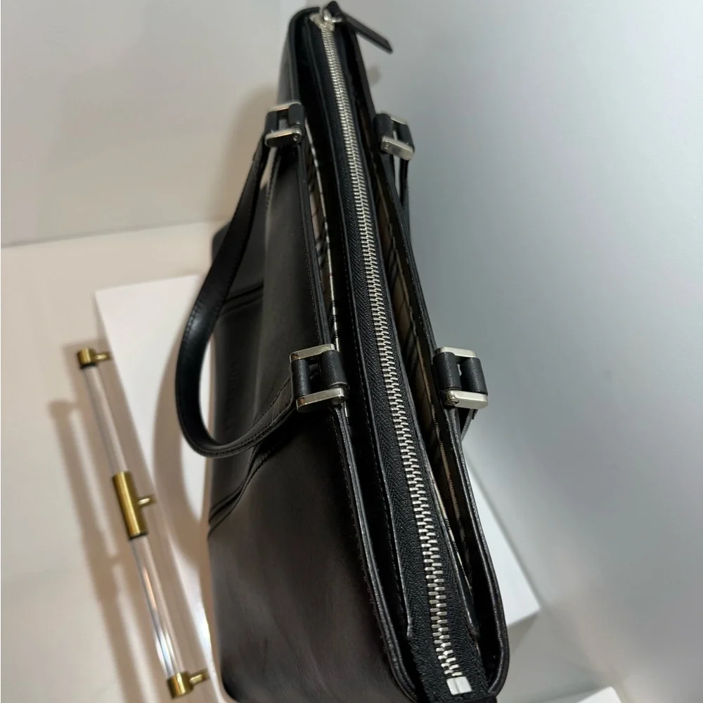 Burberry Black Leather with House Check Interior Handbag - Picture 11 of 11